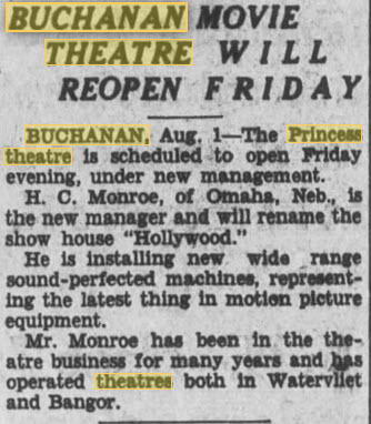 Hollywood Theatre - AUG 1 1933 NAME CHANGE FROM CINDERELLA TO HOLLYWOOD
